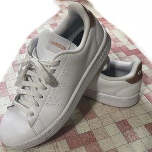 Leather adidas court shoes